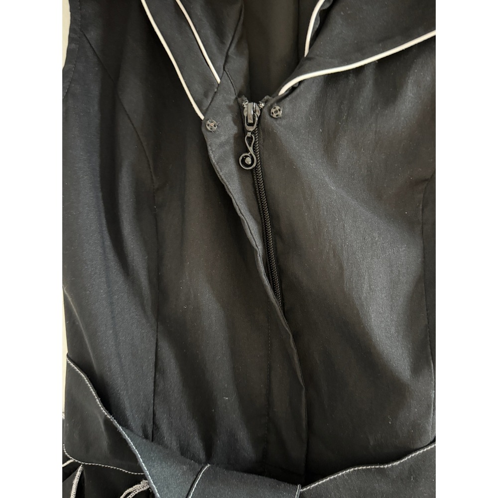 Samuel Dong Black Ruffle Avant Garde Belted Event Party Dress XS Sleeveless - Picture 6 of 10